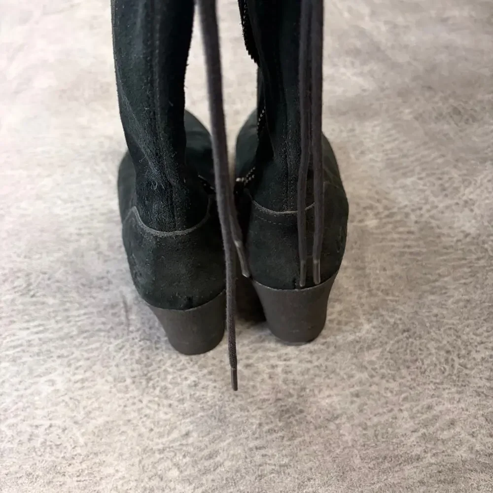 Black Suede Ugg Wedge Knee High Boots